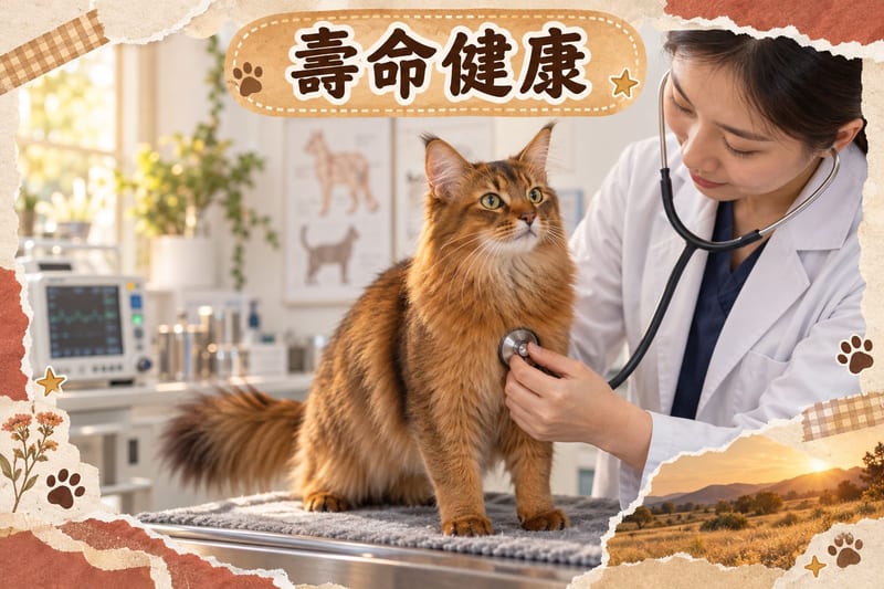 獸醫診所內,索馬里貓喺診療枱上接受血液檢查