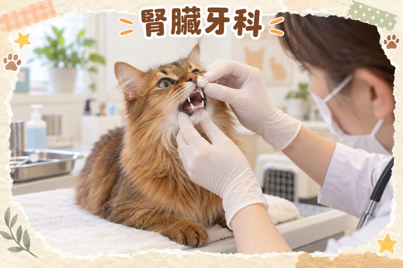Somali cat having a blood test on the examination table in a veterinary clinic