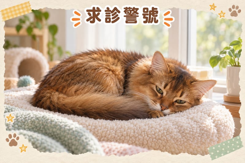 Daily care for a senior Somali cat: soft bedding, easy-to-eat wet food, and fresh water