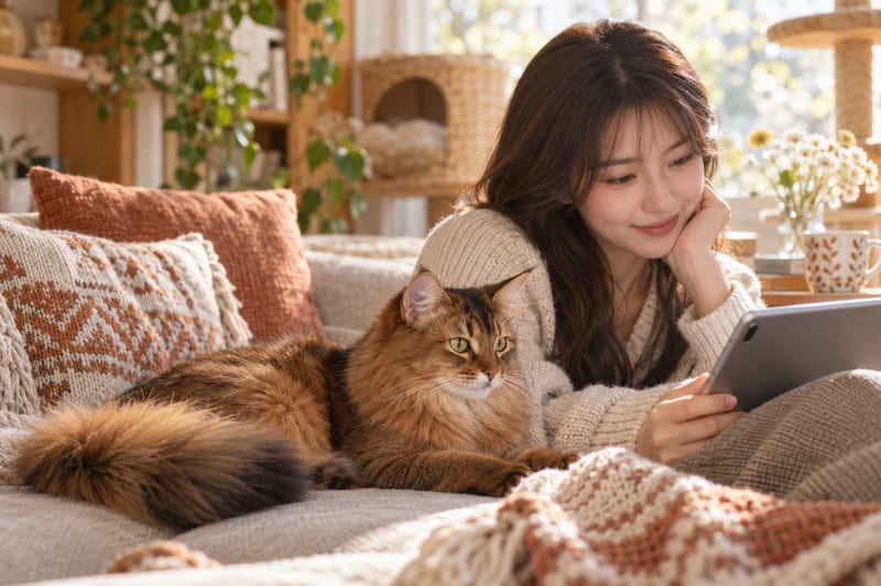 索馬里貓預算規劃示意:主糧、貓砂、醫療儲備三欄並列