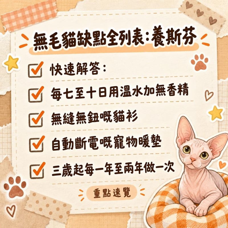 浴室暖光下，主人用溫水同寵物沐浴液幫無毛貓抹身，貓咪企喺防滑墊上