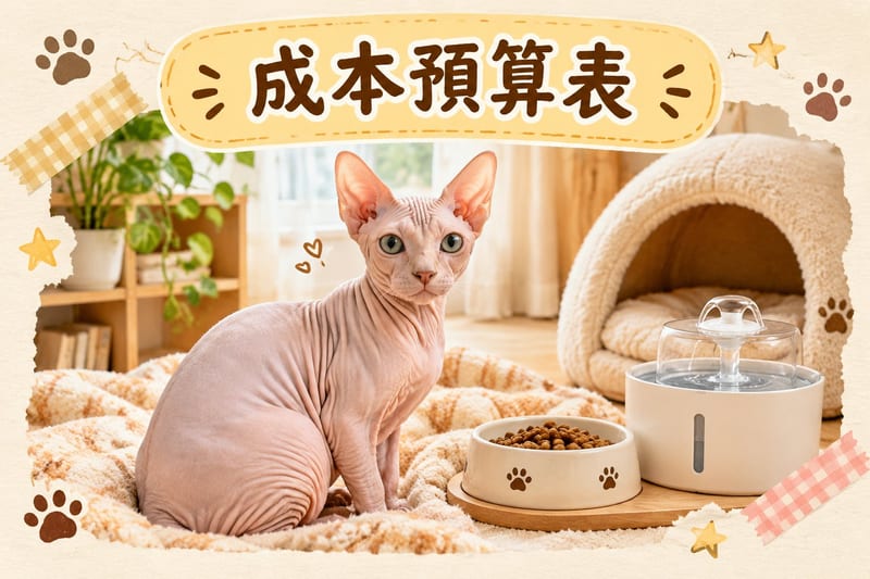 無毛貓穿住米色針織貓衫,瞓喺梳化暖墊上面容放鬆
