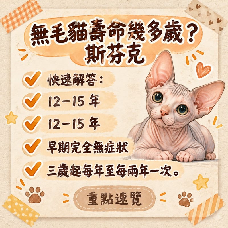 獸醫用聽診器為一隻無毛貓做心臟檢查,貓咪安臥喺診療枱上