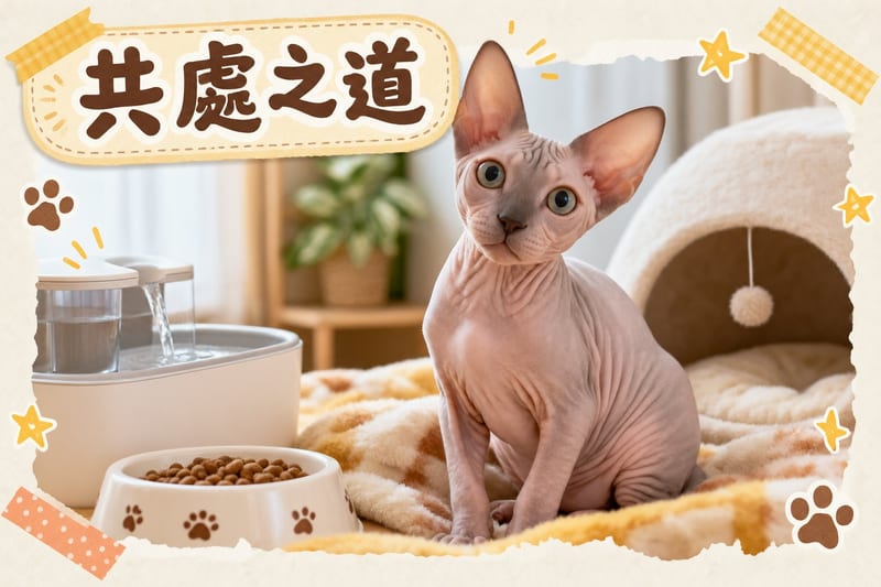 兩隻無毛貓一齊瞓喺梳化上,一隻翻身露肚,另一隻peg住佢一齊傾偈