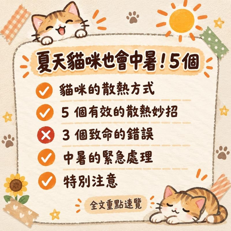 夏天貓咪也會中暑!5 個|PetChill 圖卡整理