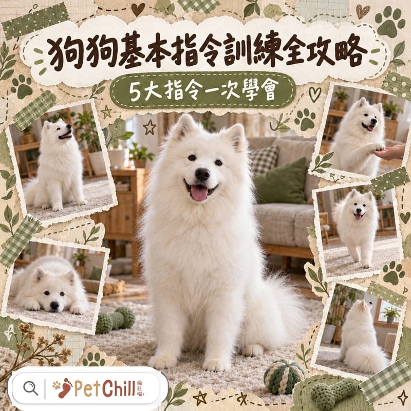 狗狗基本指令5招:坐下、握手、趴下、站立、別動
