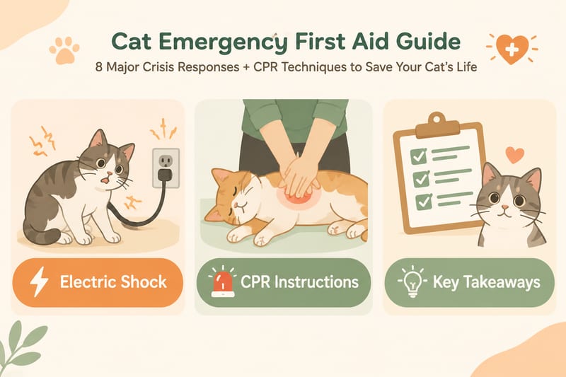 Cat Emergency First Aid Guide 8 Major Crisis Responses CPR Techniques Save Cat's Life Knowledge Card 1