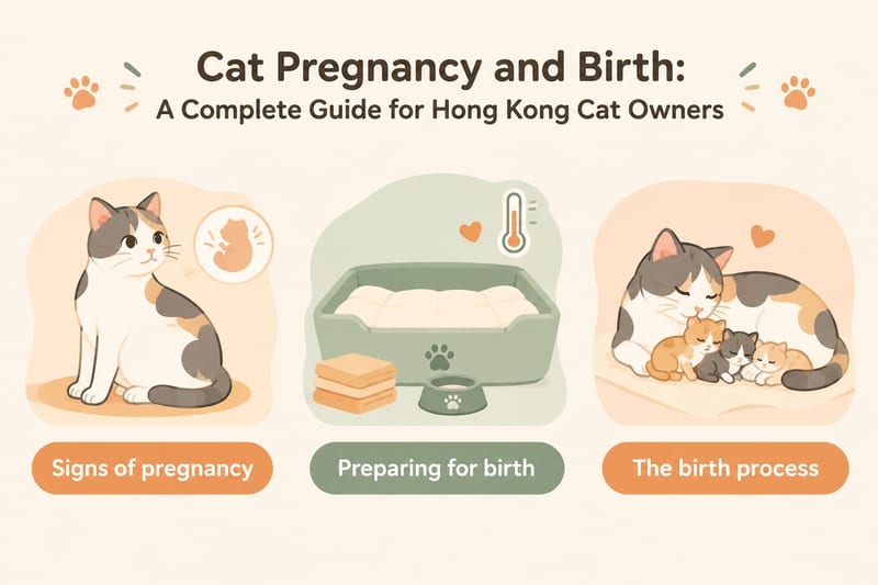 Cat pregnancy and birth guide: signs, birth preparation and post-natal care at a glance — infographic 1