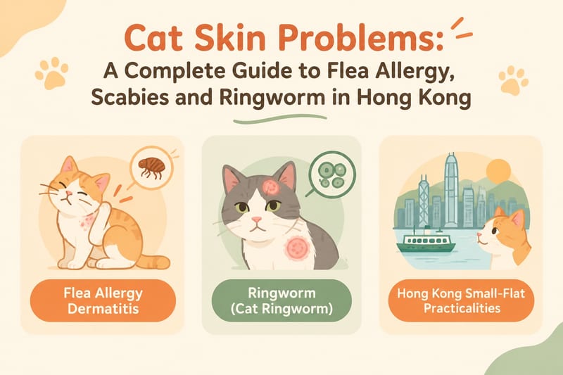 Cat skin problems: flea allergy, scabies and ringworm — 3 common symptoms and prevention infographic 1