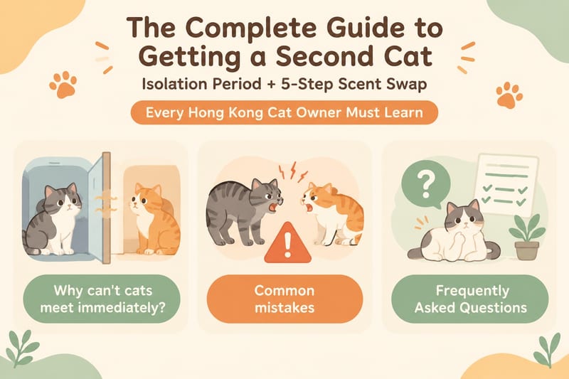 The Complete Guide to Getting a Second Cat: How New and Resident Cats Meet, Isolation Period, 5-Step Scent Swap - Infographic 1