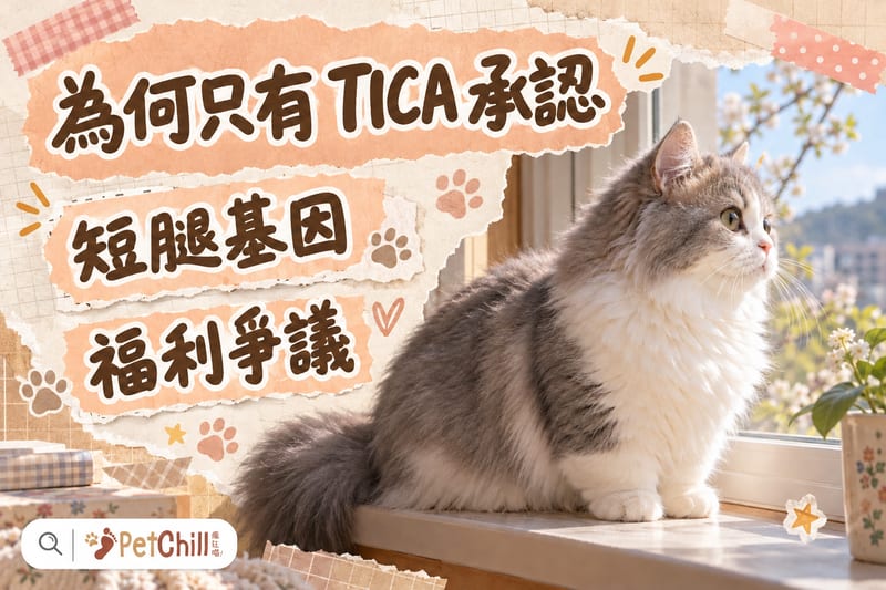 海報圖卡:短腿長毛貓坐喺窗邊,帶出短腿基因同只有 TICA 承認嘅福利爭議
