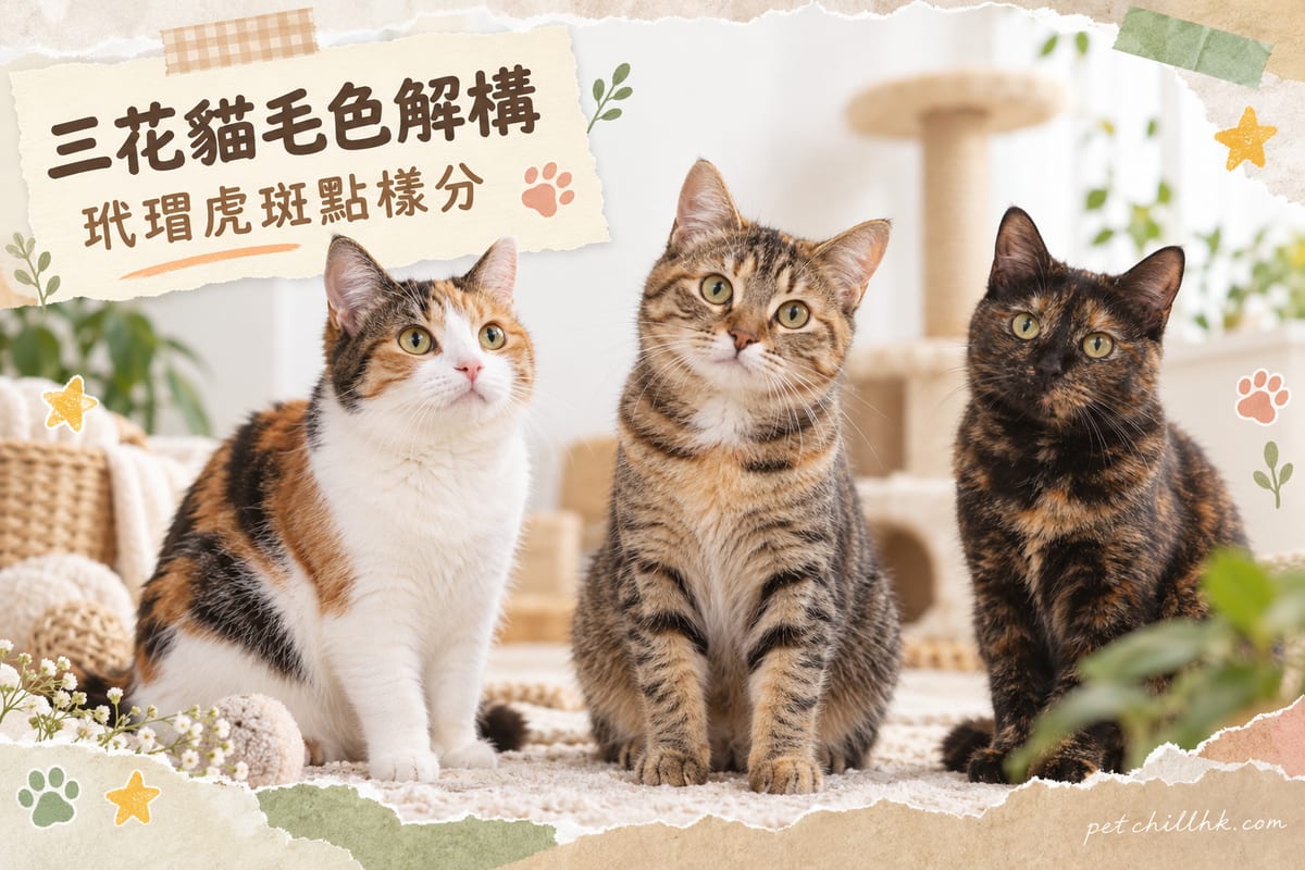 三花貓毛色全解析：白底、虎斑三花同玳瑁點分｜PetChill 寵物百科