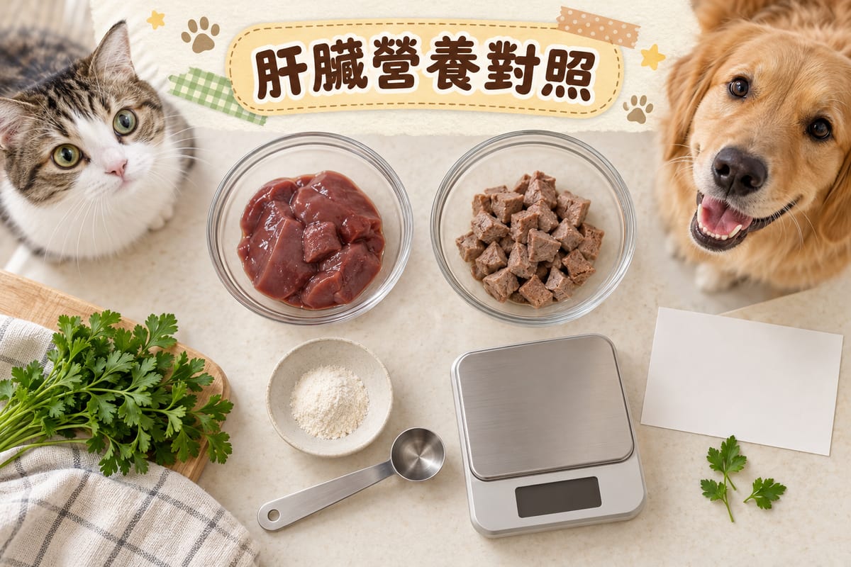 生雞肝與熟雞肝每100克維生素A、鈣、磷數字對照卡
