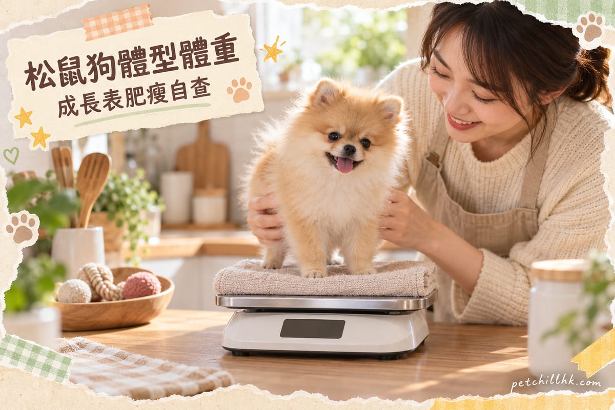 主人用廚房磅量度企喺毛巾上嘅松鼠狗幼犬