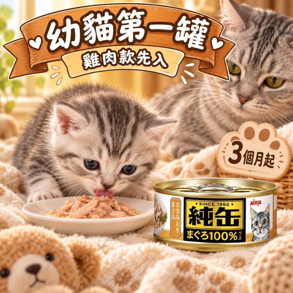 AIXIA 幼貓轉糧指南｜MDM-1 幼貓乾糧＋純缶雞肉罐七日漸進轉換法