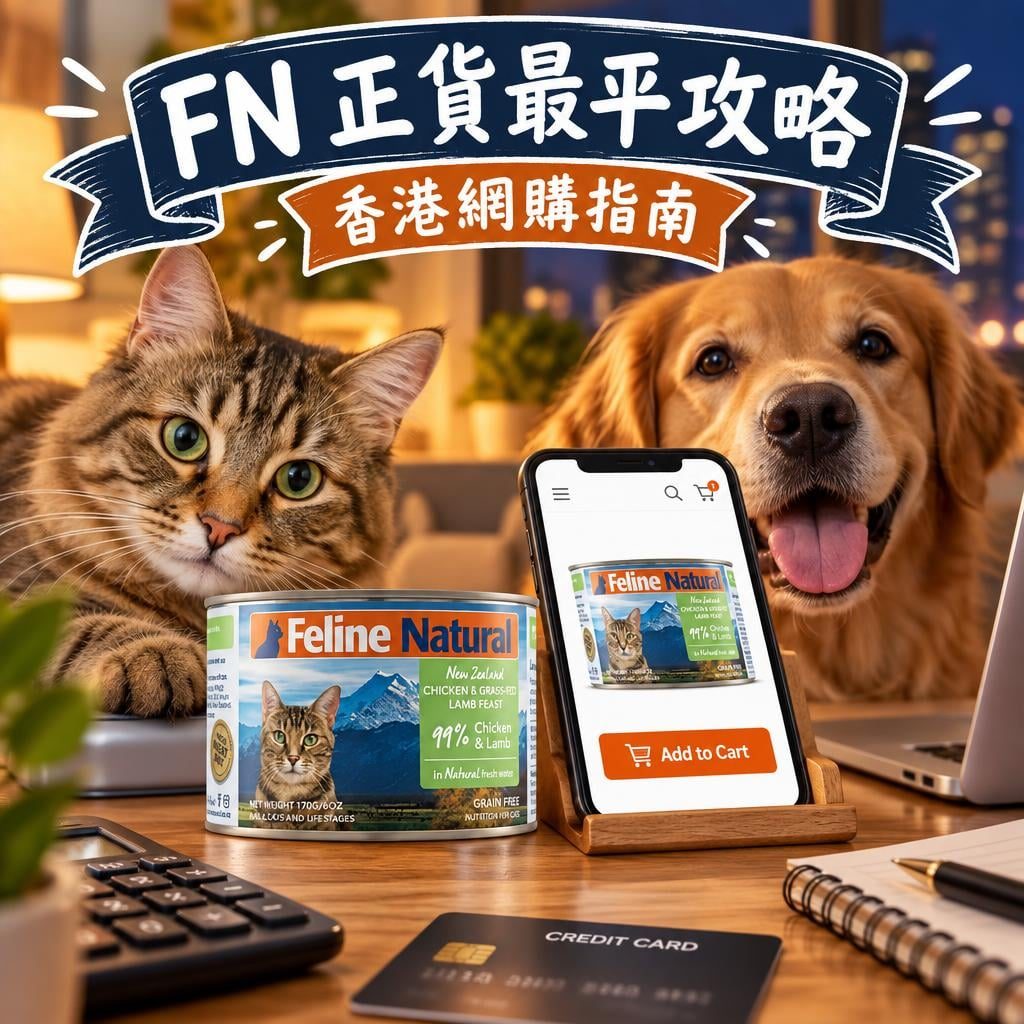 手機睇住 FN 網店頁面、枱上放住實物罐
