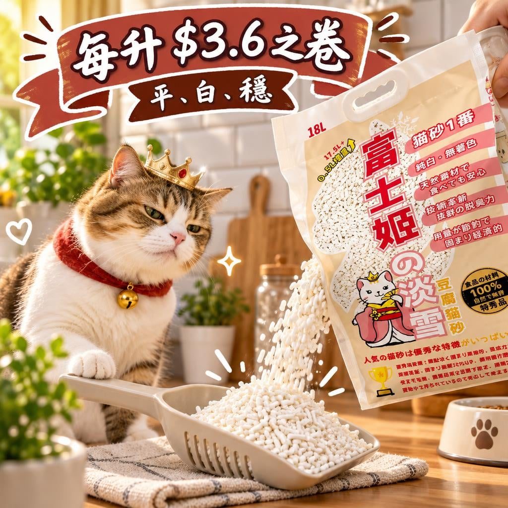 富士姬之淡雪淨白豆乳豆腐貓砂 18L