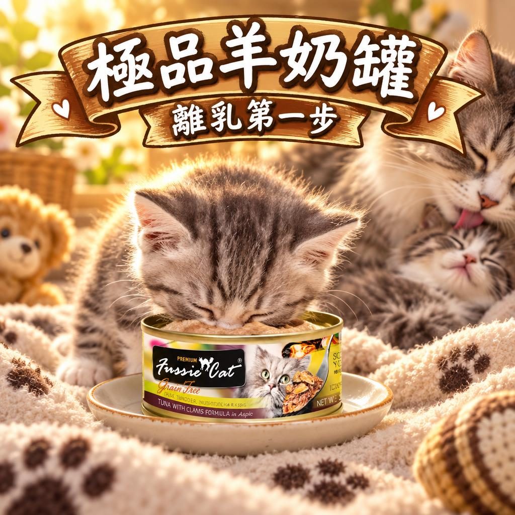 Fussie Cat 幼貓餵食全攻略:極品羊奶肉汁罐營養拆解
