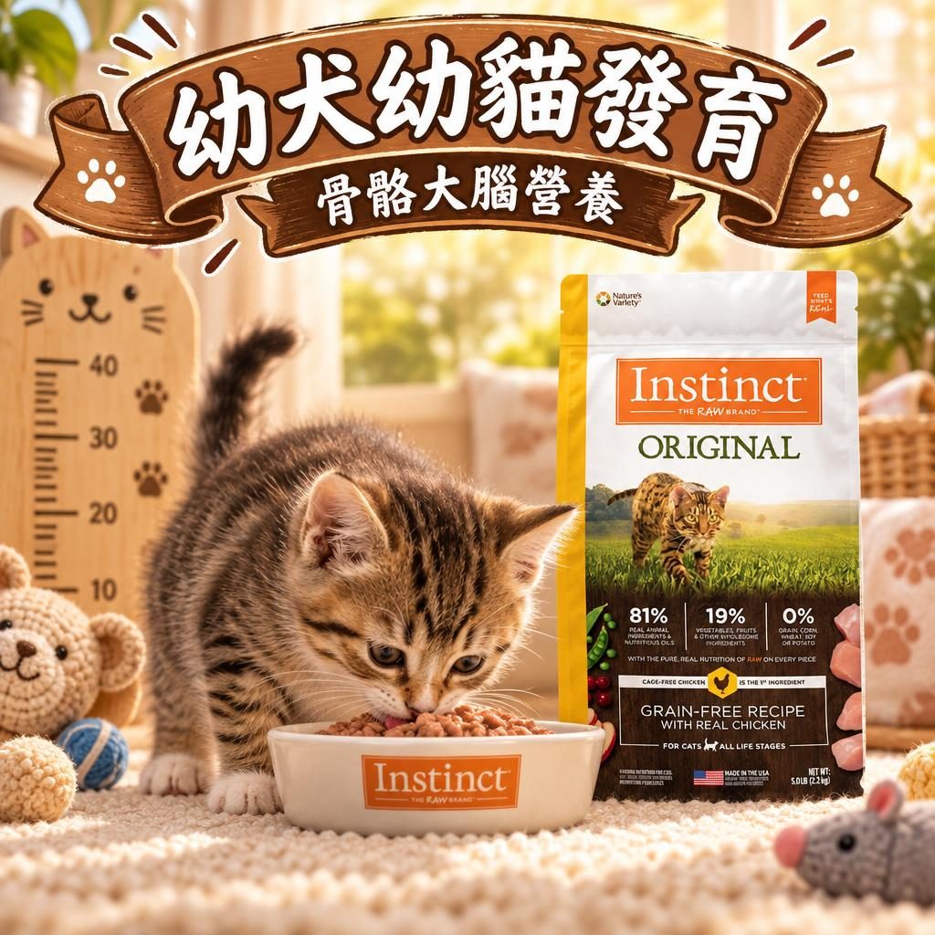 幼貓幼犬发育營養指南:Instinct 幼貓罐與轉糧節點拆解