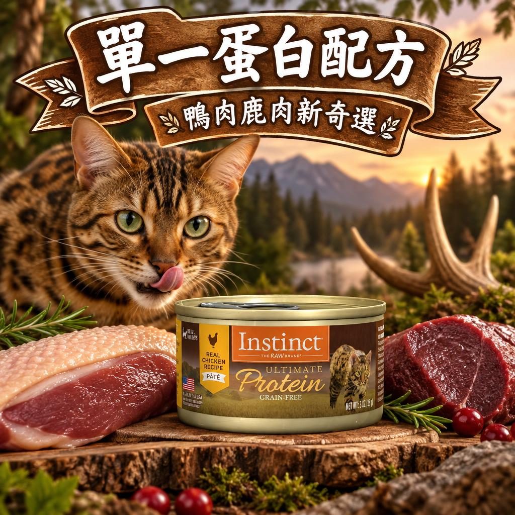 Instinct 單一肉類蛋白配方:鴨肉罐、鹿肉罐與新奇蛋白全攻略