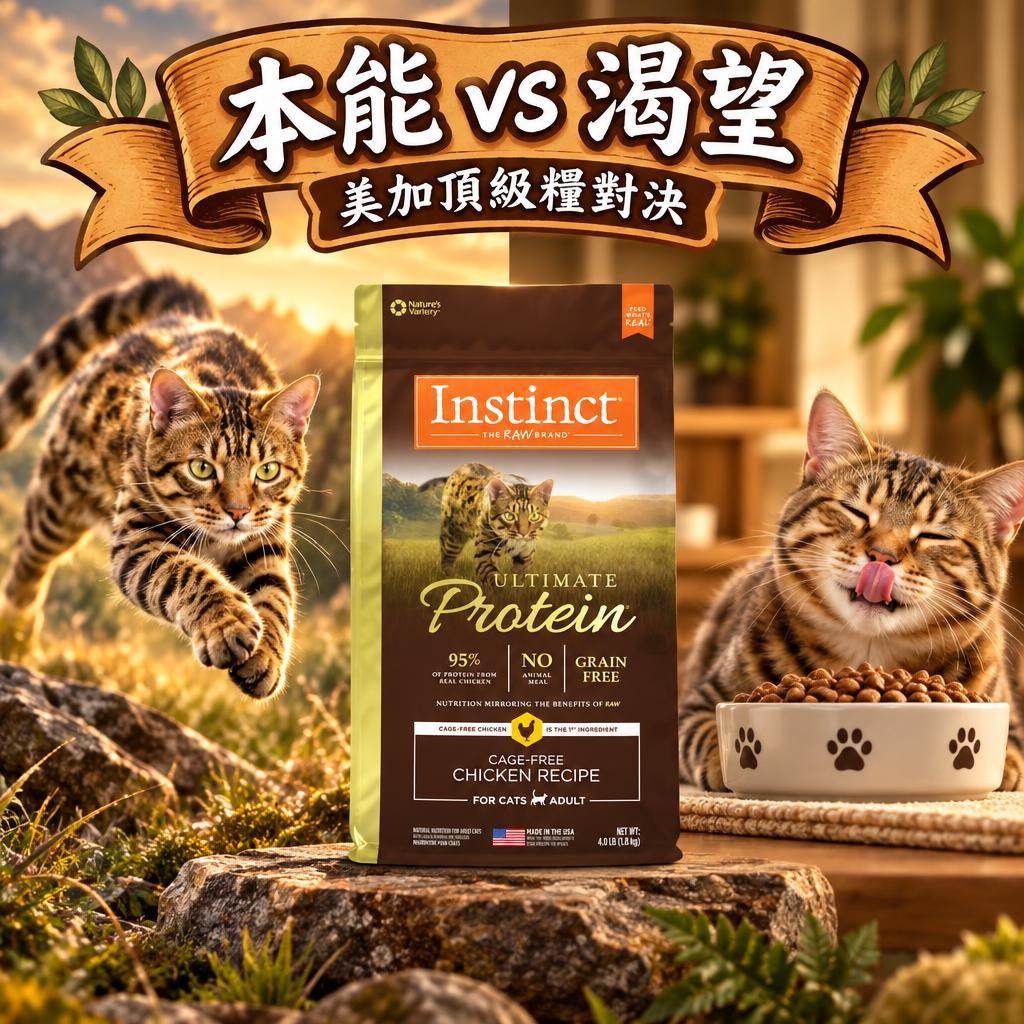 跳躍肌肉貓 vs 優雅美食貓對比構圖
