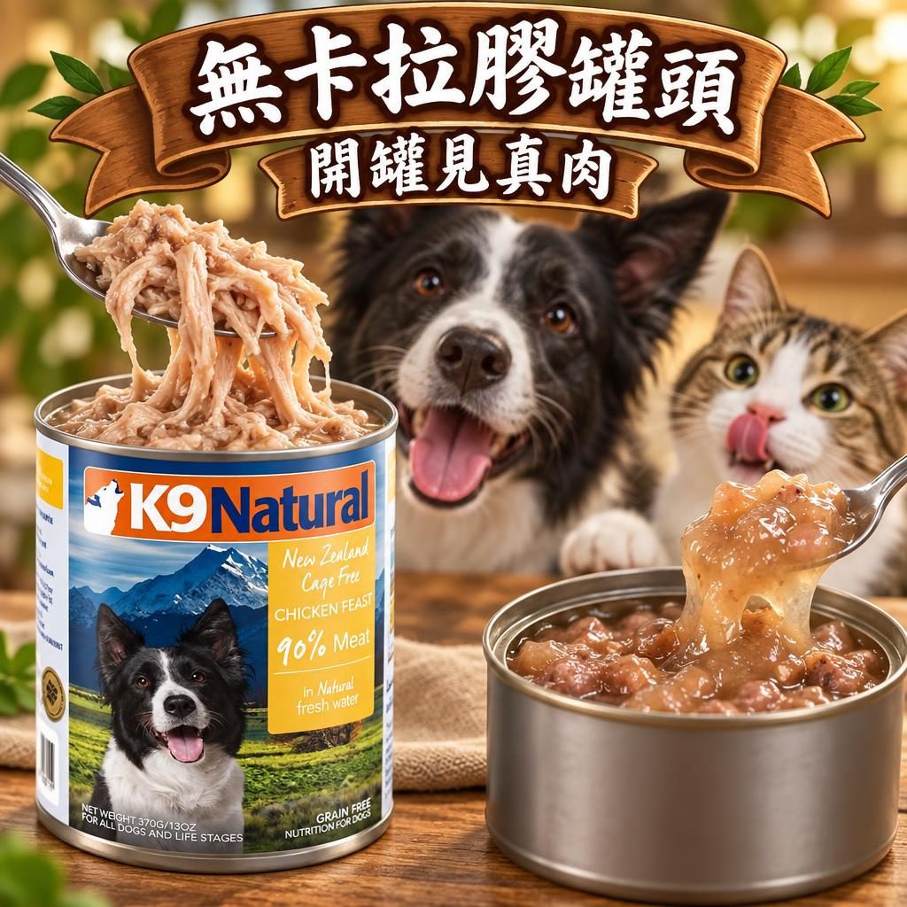 K9 Natural 罐頭點解無卡拉膠?無膠罐頭拆解:開罐見到肉絲先係真