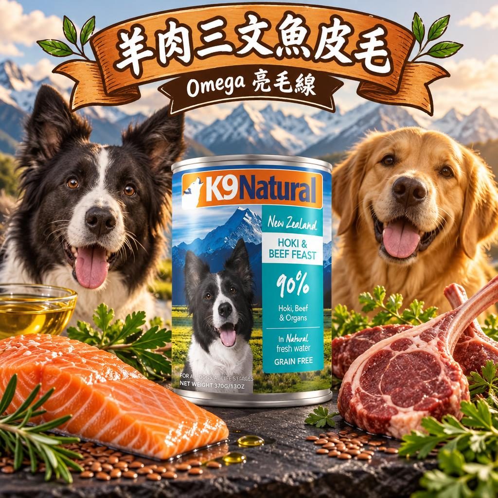 三文魚扒同紐西蘭羊架圍繞 K9 LS 罐嘅食材macro