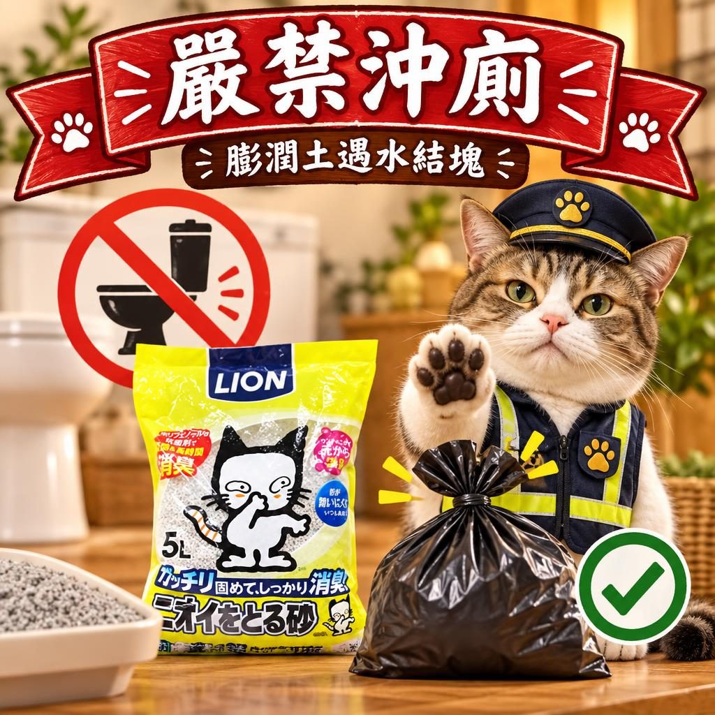 礦物貓砂結團鏟取與丟棄示範