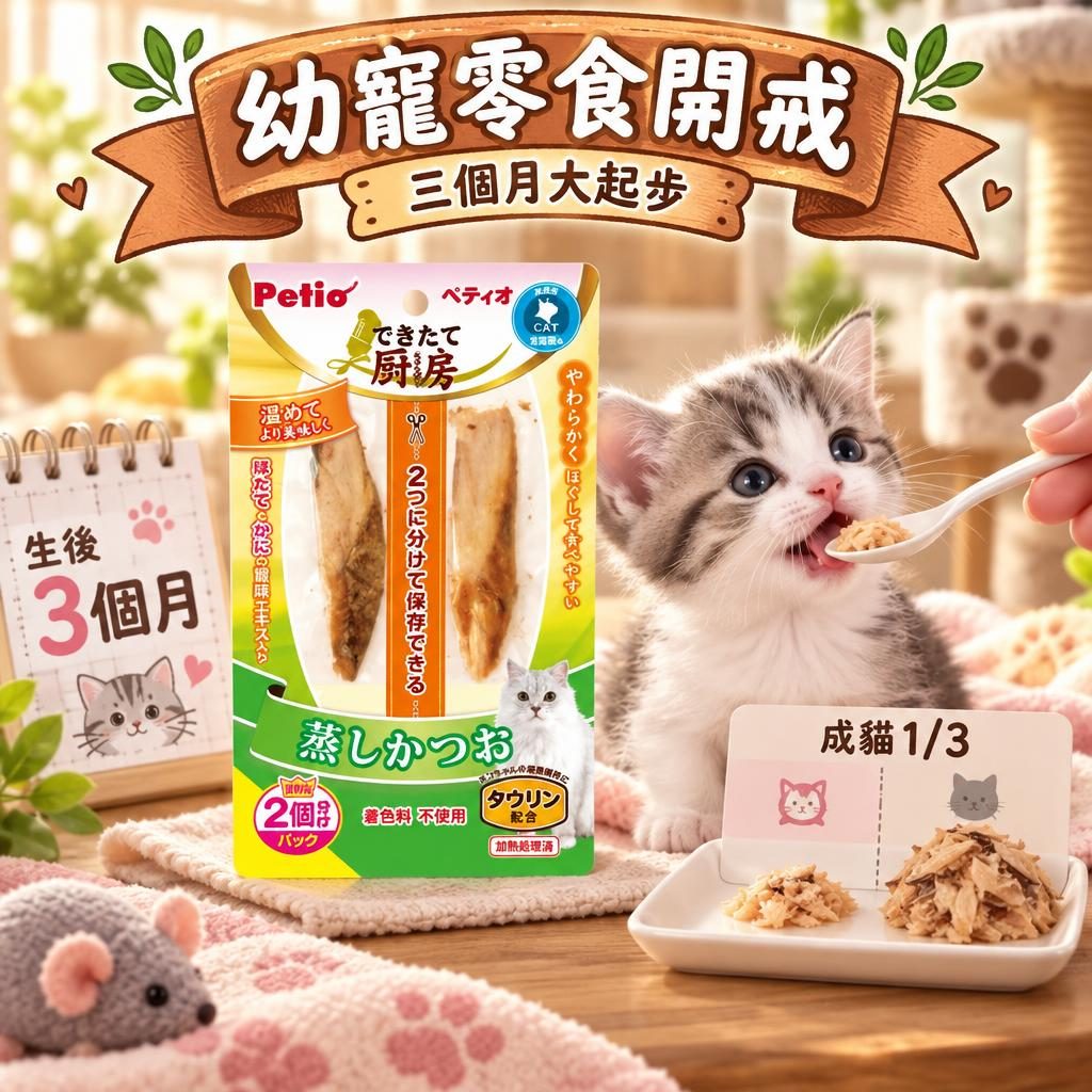 Petio 幼貓幼犬零食入門：生後 3 個月點樣開始？軟身蒸煮由 1/3 份餵起
