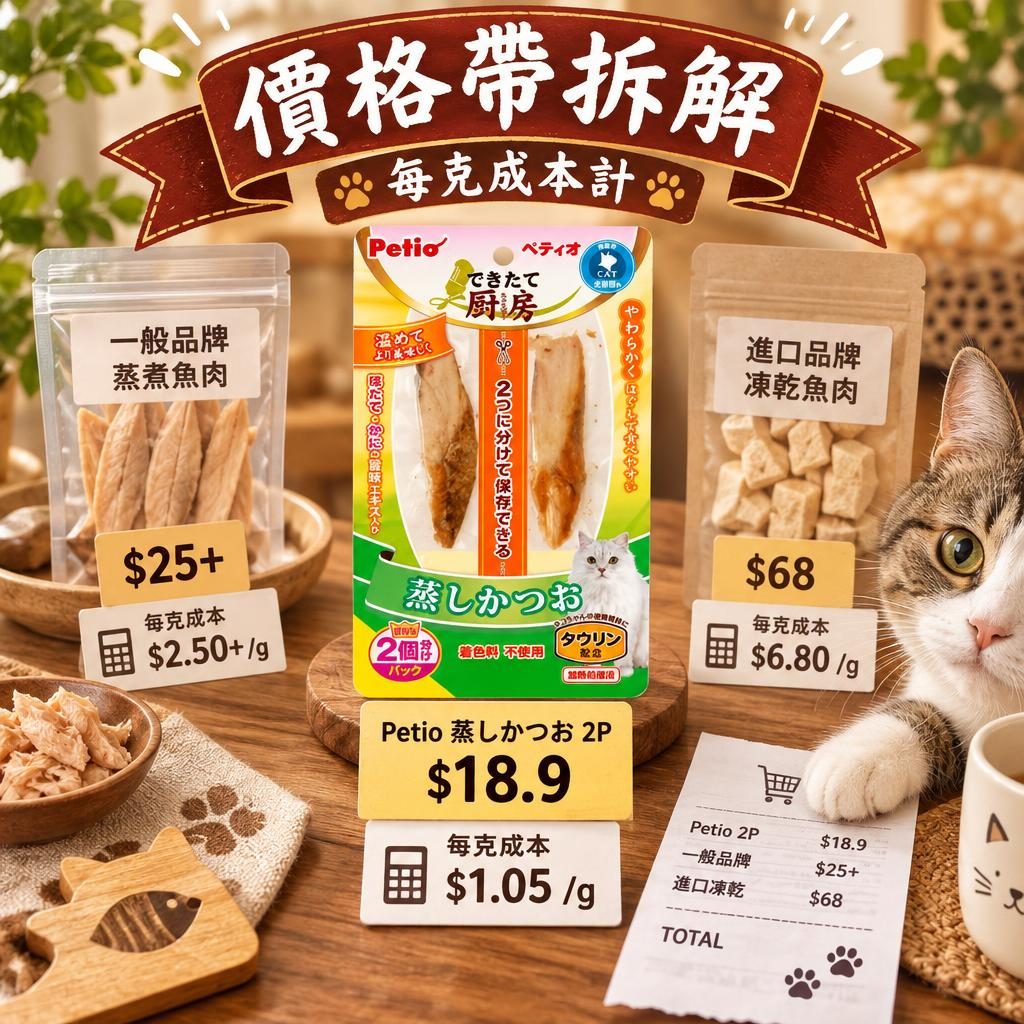 Petio 值得買嗎？$18.9-45 價格帶、每克成本計算與三個入門組合全拆解
