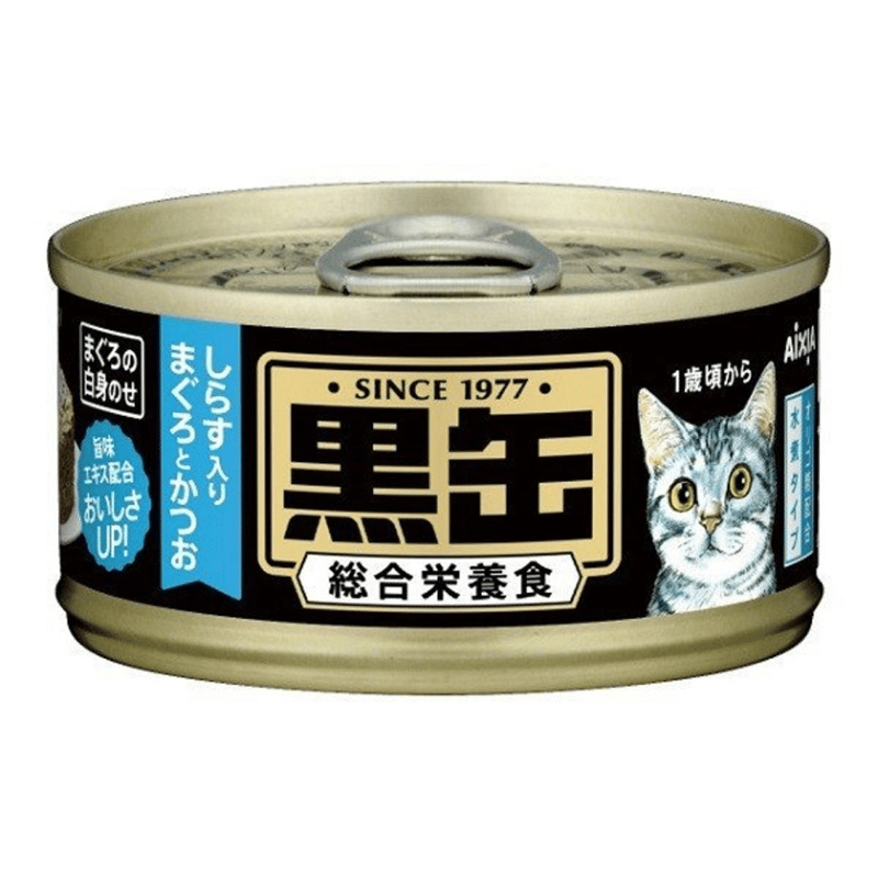 AIXIA 黑缶 金槍魚鰹魚加白飯魚 80g (BCM-14)
