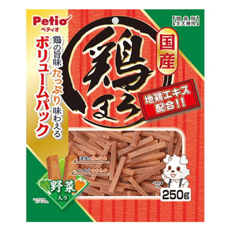 Petio 日本產濃郁蒸雞條 高纖蔬菜 250g