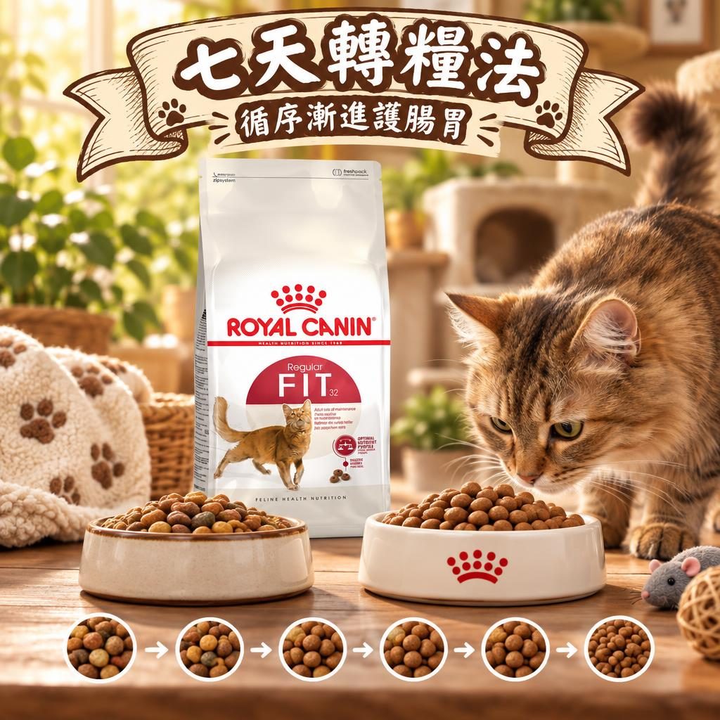 Royal Canin 七天轉糧法:安全切換不嘔吐、不軟便的完整步驟