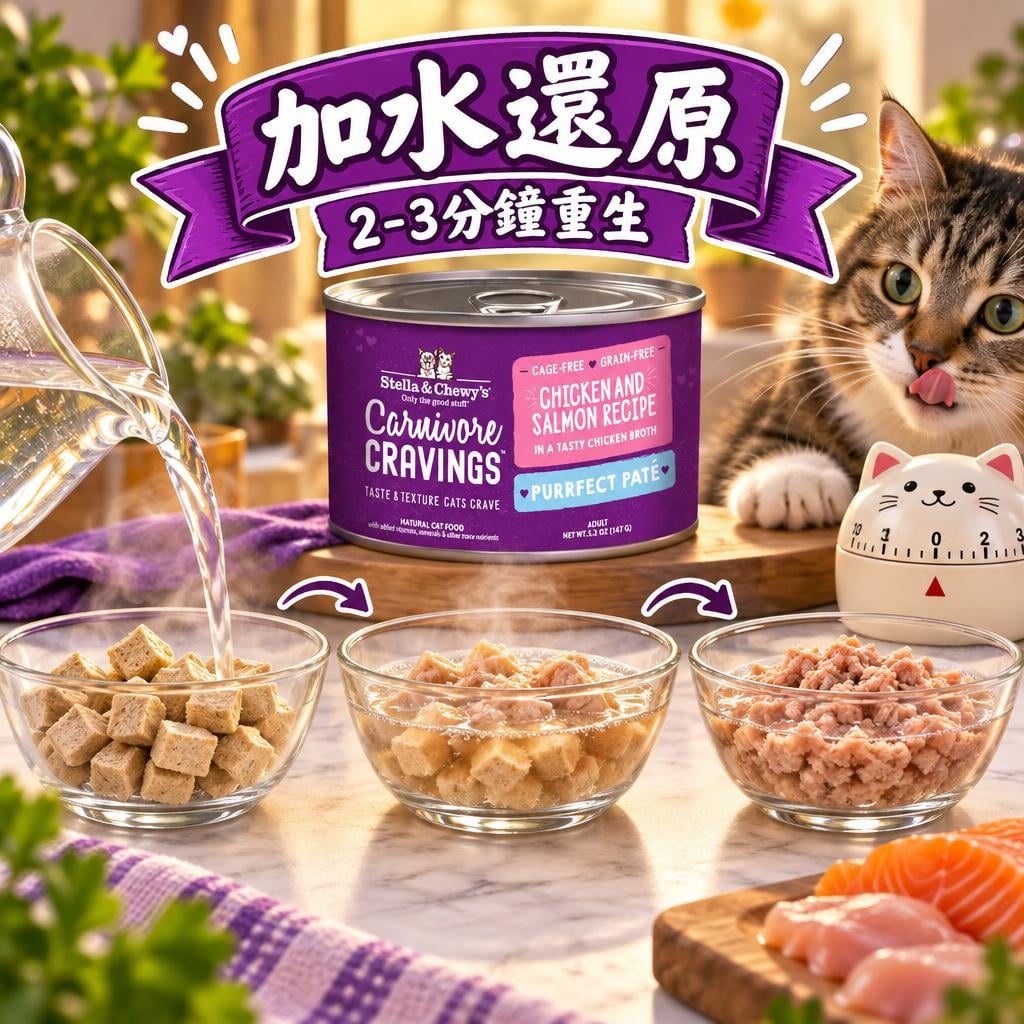 Stella and Chewy's 凍乾生肉粒加水還原餵食示範