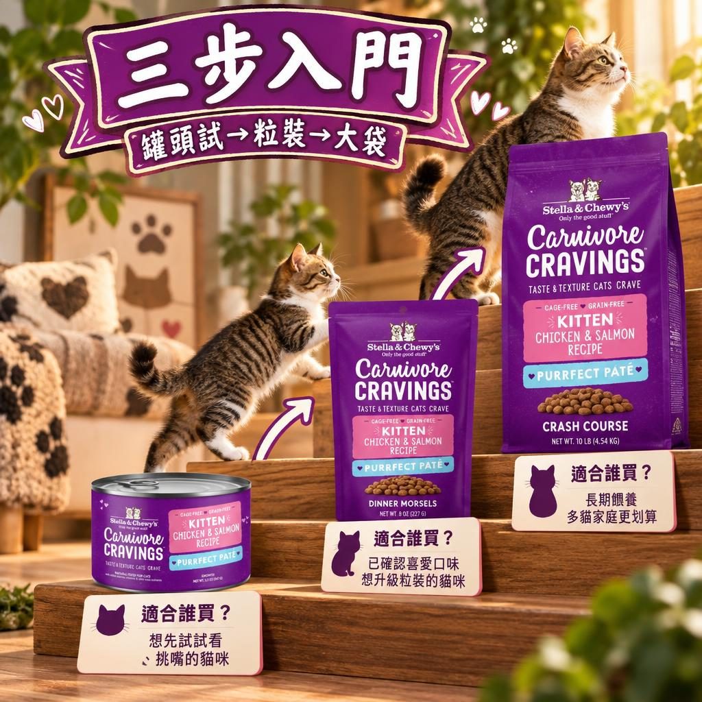 三步入門|罐頭試→粒裝→大袋