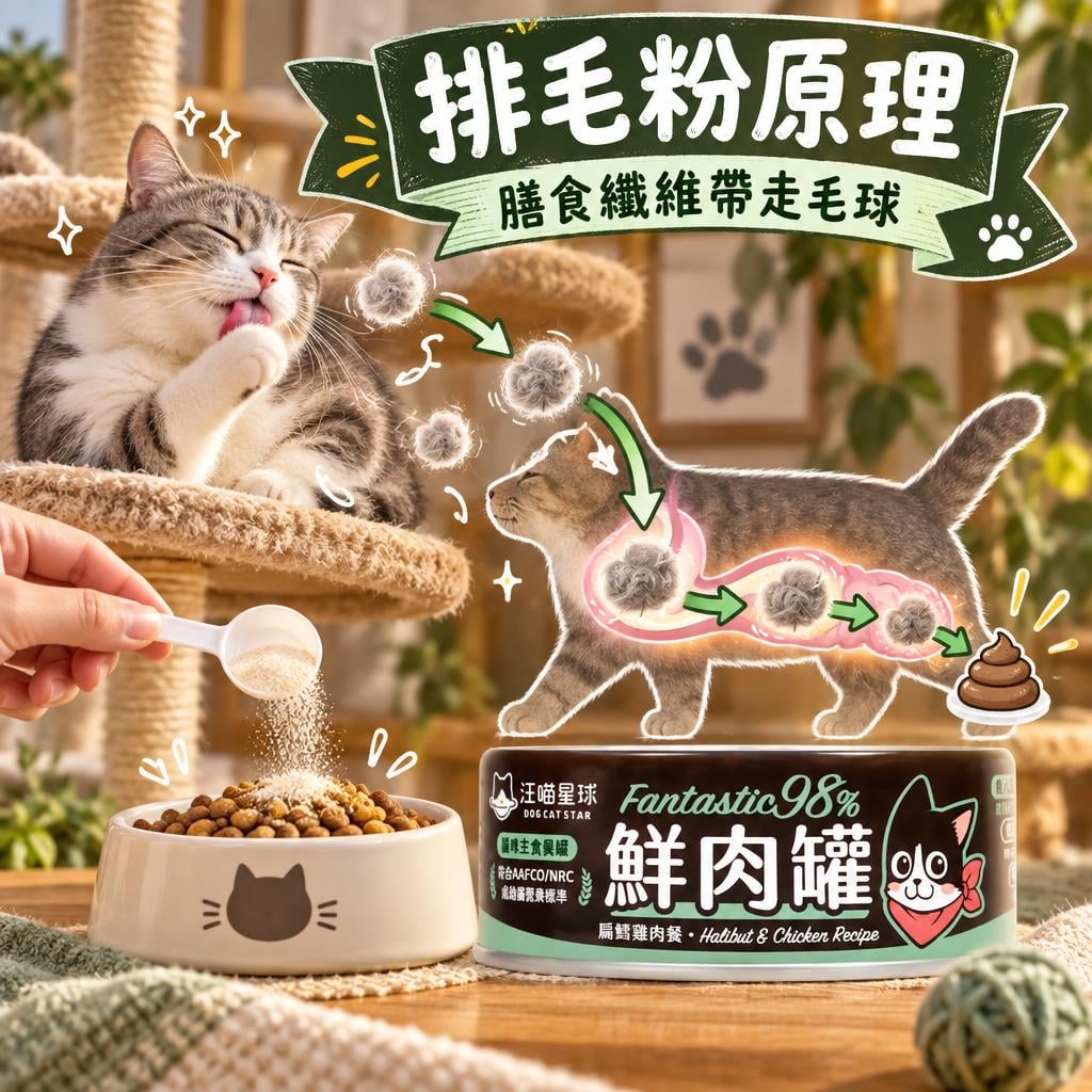 貓咪排毛粉有用嗎？汪喵星球 HS751 成分原理、用法與貓草化毛膏比較