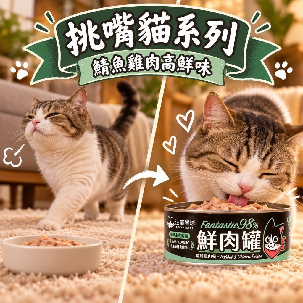 挑嘴貓救星？汪喵星球挑嘴貓主食罐＋高適口濕食組合實戰