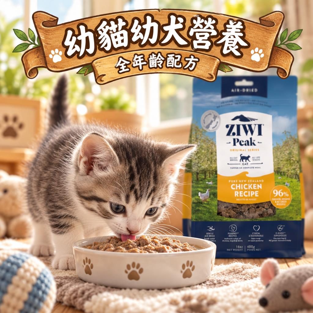 ZiwiPeak 幼貓幼犬可以食嗎?AAFCO 全年齡認證+成長期餵食攻略