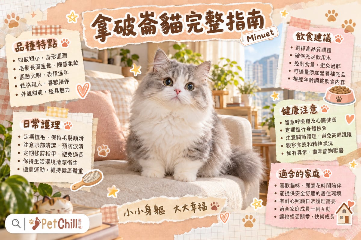 拿破崙貓（Minuet）完整指南｜香港短腿長毛貓性格、價錢同健康風險
